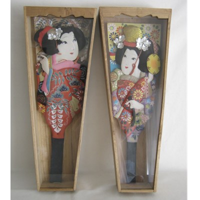 Vintage Pair of Japanese Hagoita Paddles w/CASES!! Vintage Pair of Japanese Hagoita Paddles w/CASES!!